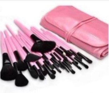 Cosmetic Makeup Beauty Brushes 32 Piece With Leather Case Pouch CM020 Pink in OMAN