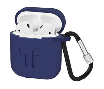 Airpod Thick Silicone Shockproof Case Cover With Hanging Clip - Blue in KSA