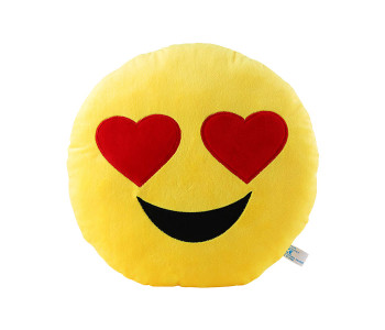 12.5-inch Heart Eyes Emoji Pillow - Yellow in KSA