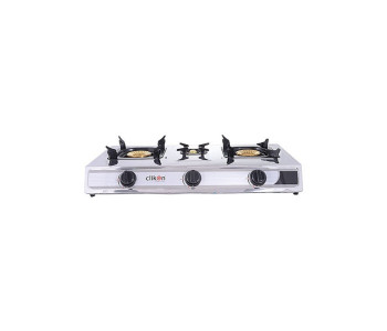 Express Delivery - Clikon CK4253-N Triple Burner Stainless Steel Gas Stove Silver and Black - ID 26973
