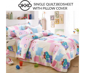 OKKO OK33843 Single Quilt, Bedsheet With Pillow Cover Multicolor in UAE