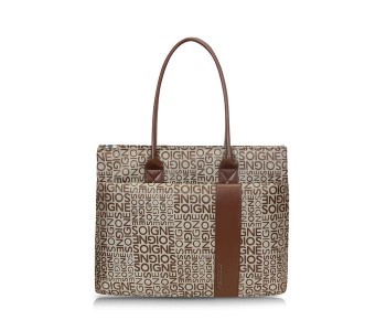 Promate Nicole 15 Inch Premium Trendy Ladies Tote Bag For Laptop With Multiple Pockets, Brown in KSA
