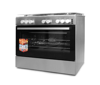 Geepas GCR9077FTCST 5 Burner Freestanding Full Safety Gas Cooking Range With Cooling Fan in UAE