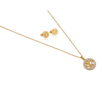 LO Italy 18K Gold Butterfly Design Necklace Set With Earrings 31644 in OMAN
