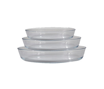 Royalford RF8804 3 Pieces Oval Glass Baking Tray - Clear in UAE