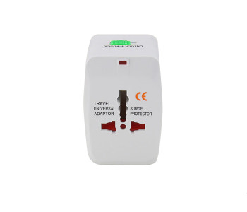All In One Universal Travel Adapter With USB Port - White in OMAN