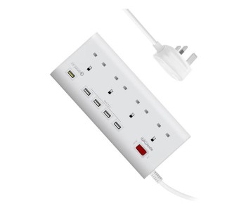 Promate SwitchQC3-UK 4000W 16A Multiport Power Strip With Qualcomm Quick Charge 3.0, White in KSA