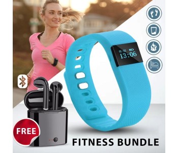 Fitness Bundle With Smart Tracking Bracelet Plus Twin Bluetooth Headset With Power Bank BBP303 Assorted in UAE