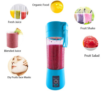 Express Delivery - Portable Rechargeable 4B Juice Blender with 4 Stainless Steel Blade - (JA041)Blue - ID 33814