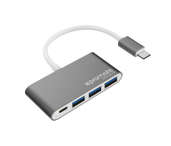 Promate EZHUB-C3 Universal USB 3.1 Type-C Hub With Power Delivery - Grey in KSA