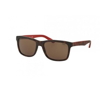 Polo Ralph Lauren Ph4098 560173 Rectangle Havana & Red Frame And Brown Mirrored Sunglasses For Unisex in OMAN