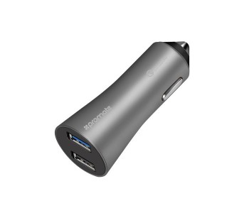 Promate Robust-QC3 Car Charger With Qualcomm Quick Charge 3.0 Dual USB Port, Grey in KSA