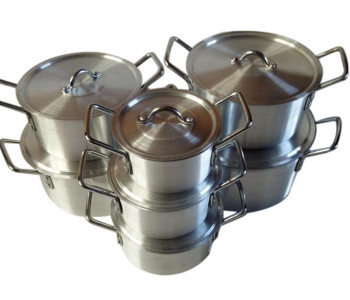 Olympia OE-1412 14-26cm Aluminium Cooking Pot - 14 Pieces- Silver in UAE