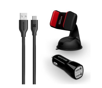 Promate AutoKit-HM Ultra Fast Charging Car Kit For USB C Devices, Black in KSA