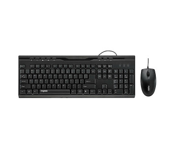Rapoo NX1710 Combo Wired Optical Mouse & Keyboard - English, Black 16470 in OMAN