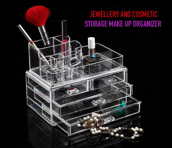 Jewellery And Cosmetic Storage Make Up Organizer EN4417 Clear in UAE