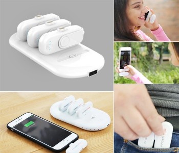 Finger Tip 10,000mAh Universal 4 Magnetic Charging Pack With Power Station Base, Micro Type C And Lightning Magnetic Connectors White in UAE