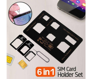 Cmzwt Ultra Thin 6 In 1 SIM Card Holder, 3 Sim Card Converters And Sim Tray Remover Container SCH61 Multicolor in UAE