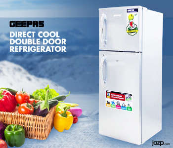 Geepas GRF1856SPN 180L Direct Cool Double Door Refrigerator - Silver in UAE
