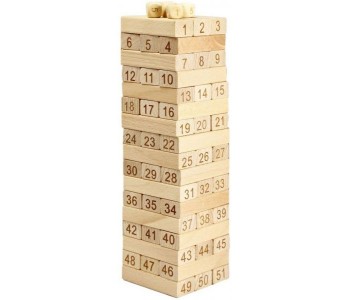 Building Blocks Domino Jenga Game Kids Gift Set 51 Piece BB51G Wood in KSA