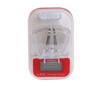 Universal Battery Charger With Usb Port And Lcd Display - Red in UAE
