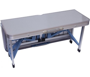 Express Delivery - Outdoor Multifunctional Picnic Table JA162 with Foldable 4 Seats FS3695 Silver - ID 22414