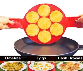 EN4116 Flipping Fantastic Non Stick Silicone Mould Pan Cake Maker - Red in UAE