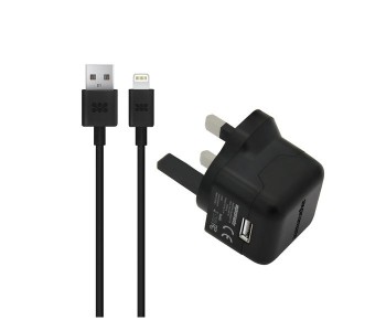 Promate ChargMateLT-UK Premium 2.1A Charger With Lightning Connector, Black in KSA