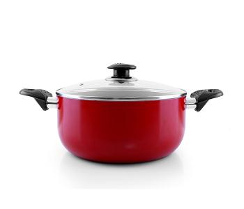 Royalford RF6443 30 Cm Non Stick Ceramic Casserole With Glass Lid - Red in KSA