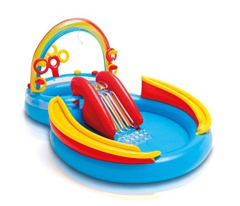 Intex ZX-57453 297 X 193 X 135CM Inflatable Kids Rainbow Ring Water Play Centre in KSA