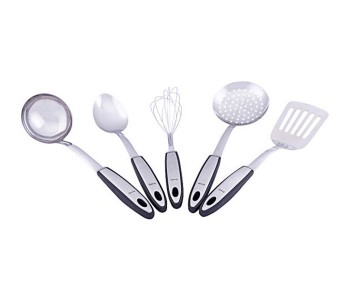 Prestige PR8037 5 Pieces Stainless Steel Kitchen Tool Set With Soft Rubber Grip, Silver in UAE