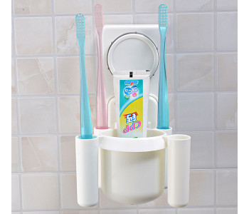 Suction Cups Bathroom Wall Toothbrush Holder - White in KSA