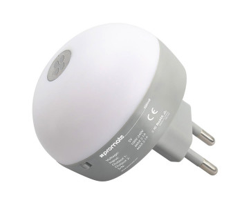 Promate Glint.UK 2.1A Dual Port USB Mains Wall Charger With LED Night Light, White in KSA