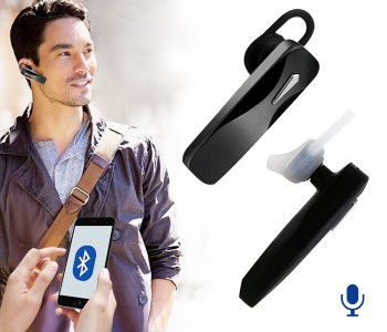 Light Weight Wireless Bluetooth Single Ear Mono Headset With Mic - Black in KSA