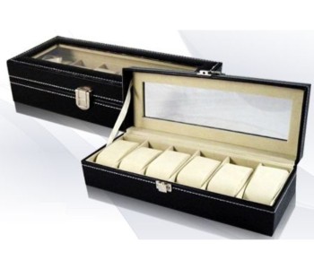 Leather Watch Box With 6 Compartment LWB-6B Black in UAE