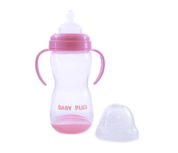 Express Delivery - Baby Plus BP6642 350ml Plastic Wide Neck Feeding Bottle with Handle - Pink - ID 27685