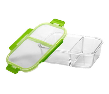 Royalford RF9220 600ml 2 Compartment Food Container - Clear & Green in UAE