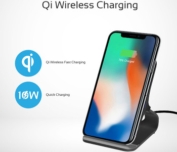 Express Delivery - Promate AURADOCK-5 Aluminium Crafted Ultra Fast Wireless Charging Stand - Grey - ID 24365