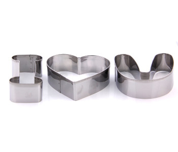 Express Delivery - In-house HHNE-7805 3 Pieces I Love U Cookie Cutter Set Stainless Steel - ID 24564