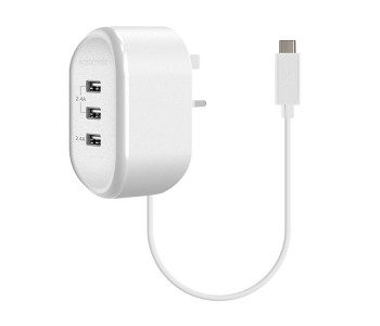 Promate TORNADO-3C USB 3.1 Type-C Home Charger With Cable Organizer - White in KSA