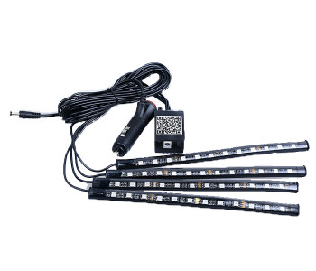 Car RGB LED Strip Light Atmosphere Lamps Car Interior Light With Remote - Small, White in KSA