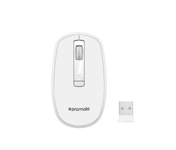 Promate Clix-3 2.4Ghz USB Wireless Ergonomic Mouse With Precision Scrolling, White in KSA