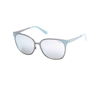 Guess GU7458 09C Rectangular Turquoise Frame & Silver Mirror Mirrored Sunglasses For Women in OMAN