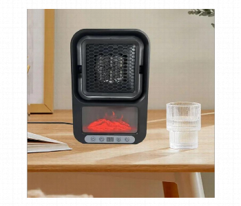 Express Delivery - Adjustable 1000W Warm Mini Electric Fan Flame Room Heater With Wall Socket For Room -Black - ID 101075