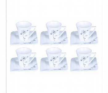 Express Delivery - Royalford Rf4309 Bone China Porcelain Cup And Saucer 6 Pieces - ID 2478