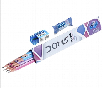 Express Delivery - Doms Zoom Triangle 3412 Hb Pencil Set With Eraser Kit - ID 25230