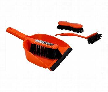 Express Delivery - Royalford Rf4115N 4Pieces Dust Pan And Brush Set Orange And Black - ID 81547