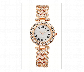 Best Selling in Women's Watches For Lady Elegant Small Dial Quartz Watch With Diamond Bracelet Watch Set Dress Wrist Watches Rose Gold - ID 133964