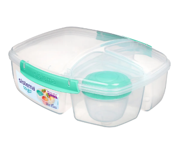 Express Delivery - Sistema 2L Triple Split To Go Lunch Box with Yogurt Cup Minty Teal - ID 138836