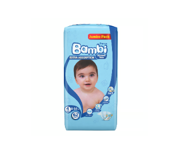 Express Delivery - Sanita Bambi Baby Diaper Jumbo Pack Size 4 Large 816 kg 62 pcs - ID 138940